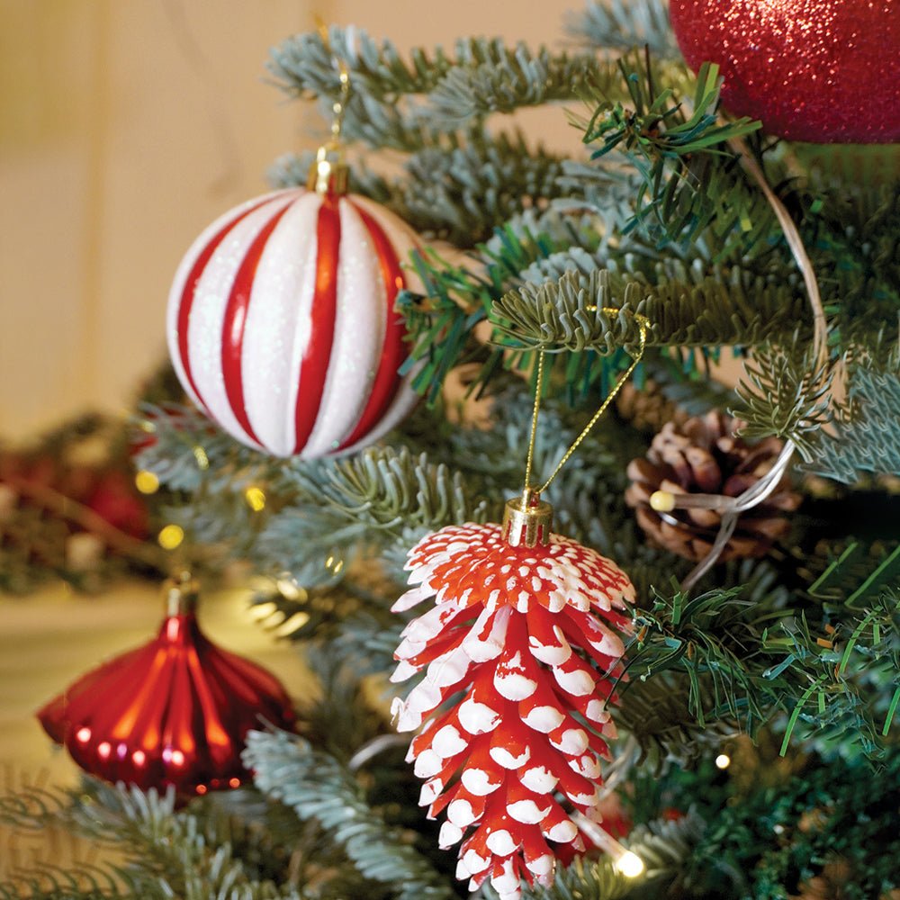 Little Surprise Box 39 pcs Red White Donuts & Candies themed Christmas Balls tree hanging, XMAS Decoration set.