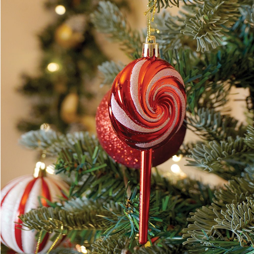 Little Surprise Box 39 pcs Red White Donuts & Candies themed Christmas Balls tree hanging, XMAS Decoration set.