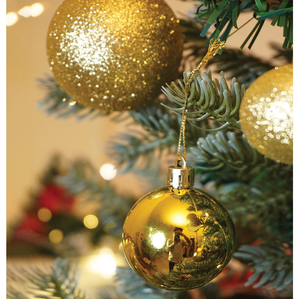 Little Surprise Box 42 pcs Gold Shiny Mix themed Christmas Balls tree hanging, XMAS Decoration set.