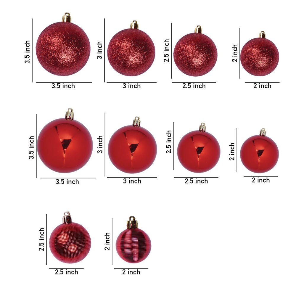 Little Surprise Box 45 pcs  Red Shiny Mix themed Christmas Balls tree hanging, XMAS Decoration set.