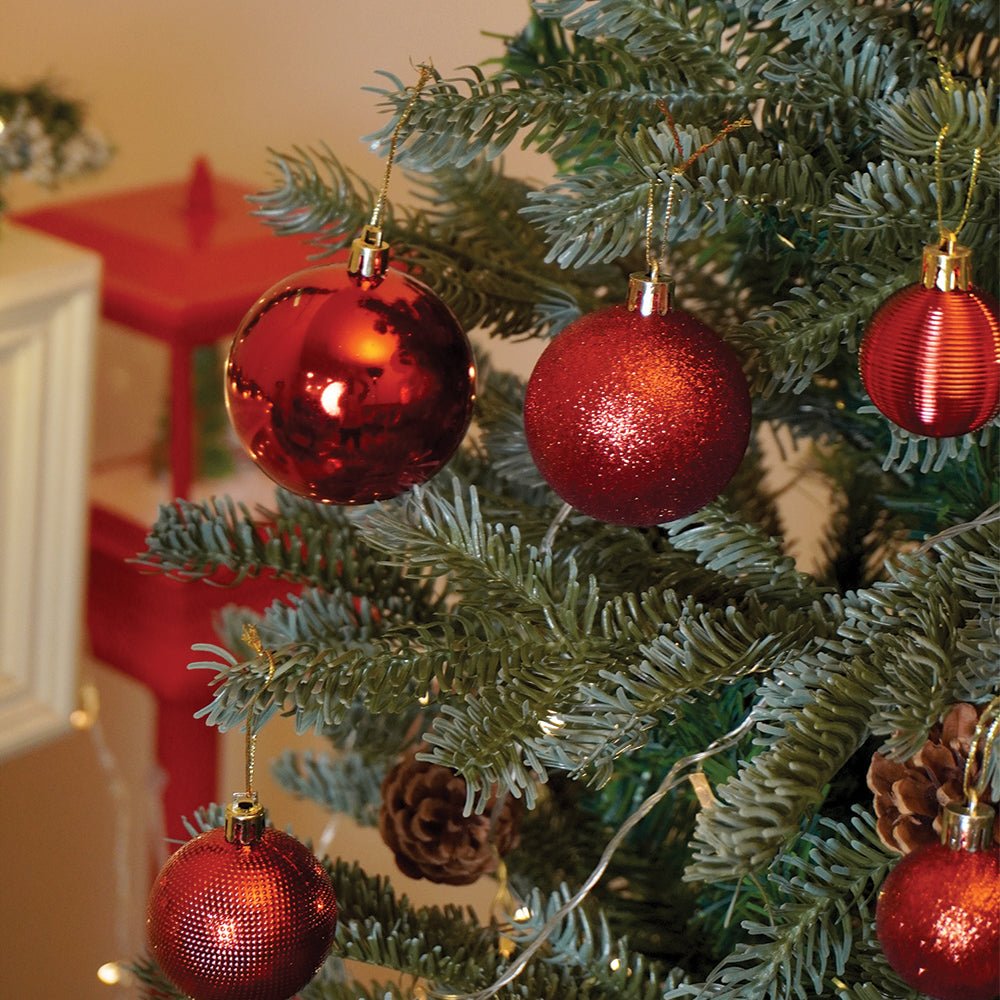 Little Surprise Box 45 pcs  Red Shiny Mix themed Christmas Balls tree hanging, XMAS Decoration set.