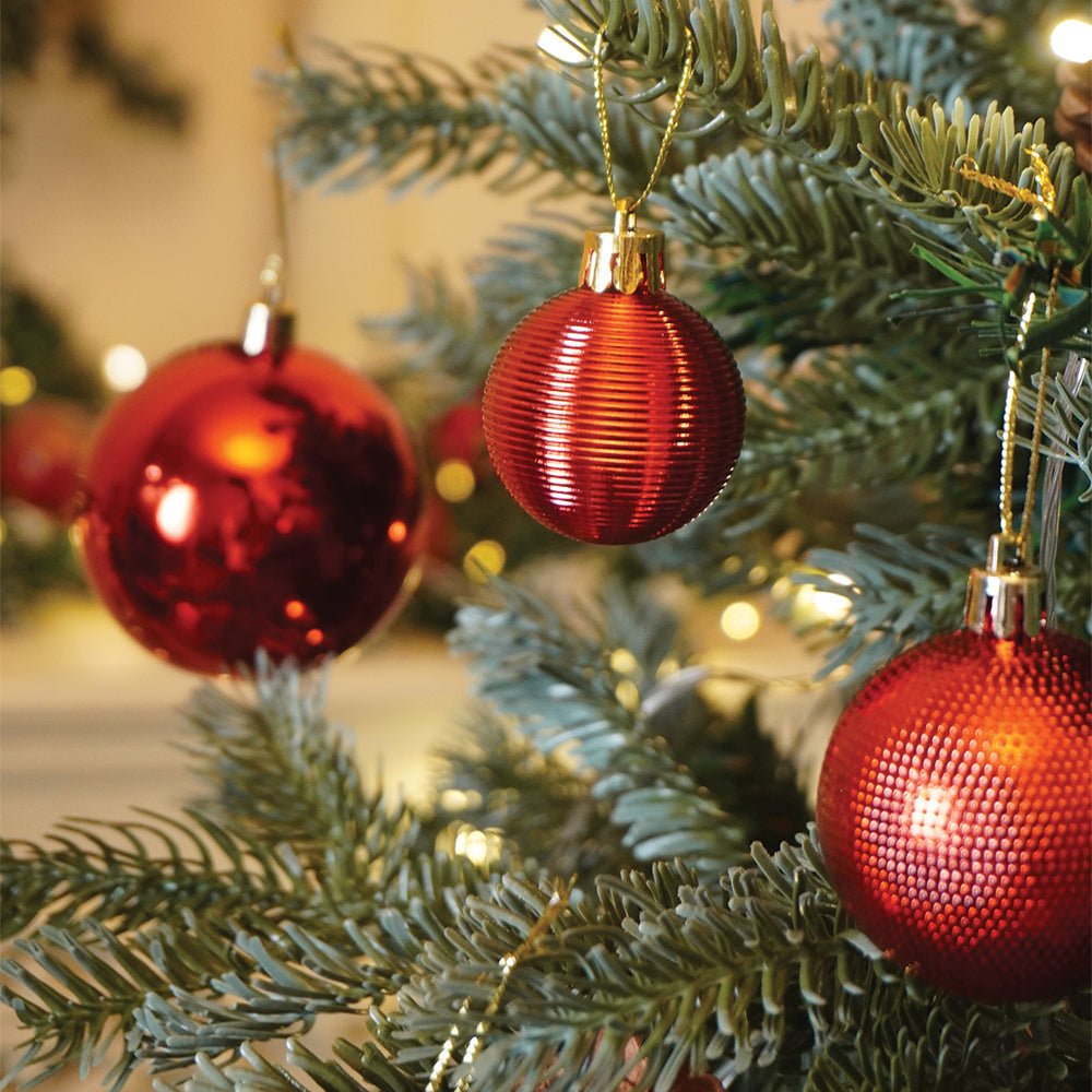 Little Surprise Box 45 pcs  Red Shiny Mix themed Christmas Balls tree hanging, XMAS Decoration set.