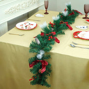 Little Surprise Box 6 feet Red Gold Bow ,Deep Green Xmas Garland Christmas Garland for Home and Table Décor