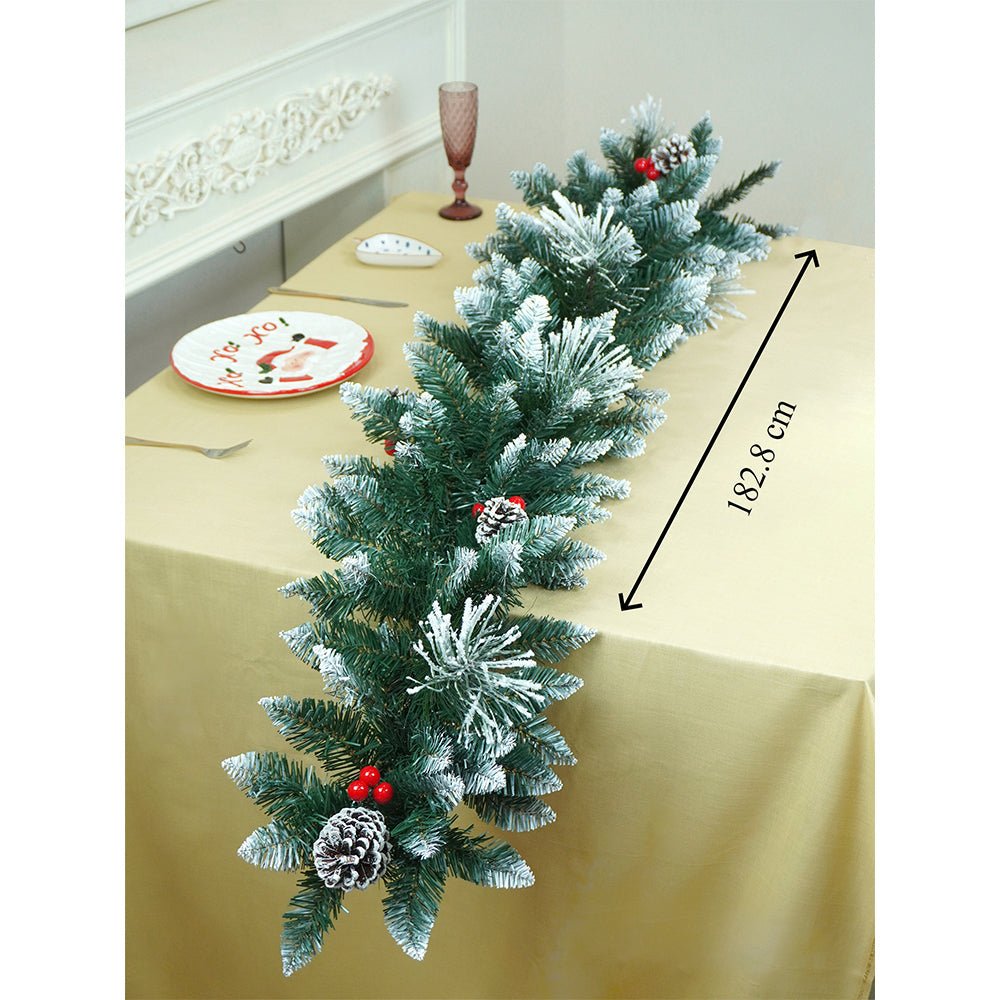 Little Surprise Box  6 feet Snow Dust , Green Xmas Garland for Home and Table Décor