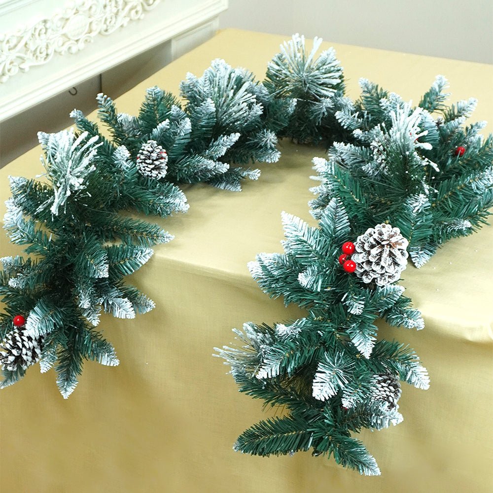 Little Surprise Box  6 feet Snow Dust , Green Xmas Garland for Home and Table Décor
