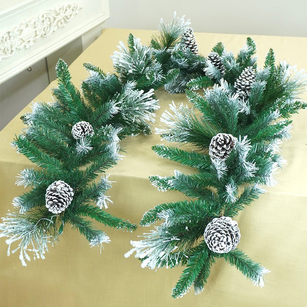 Little Surprise Box  6 feet Snow Dust , Green Xmas Garland Home and Table Décor