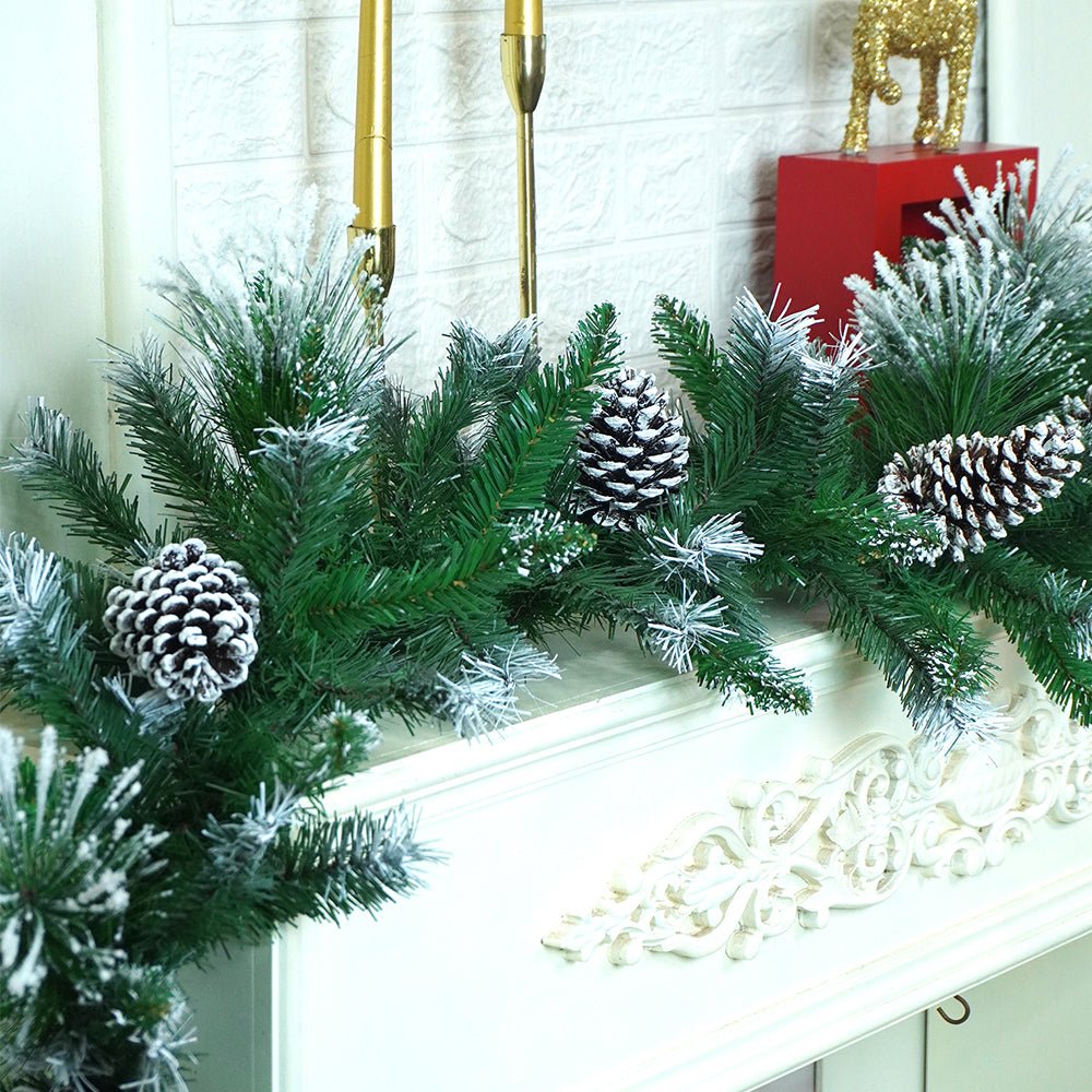 Little Surprise Box  6 feet Snow Dust , Green Xmas Garland Home and Table Décor