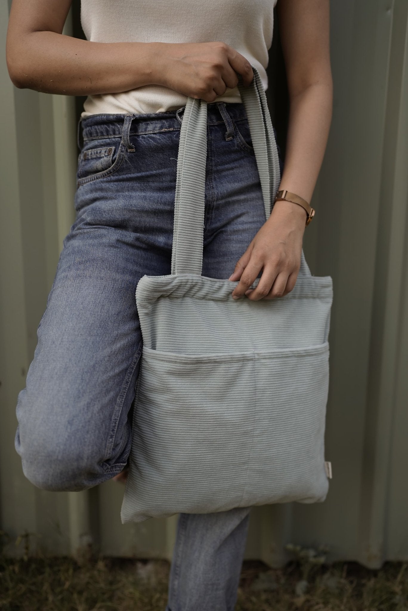 Minimalist Corduroy Day Tote