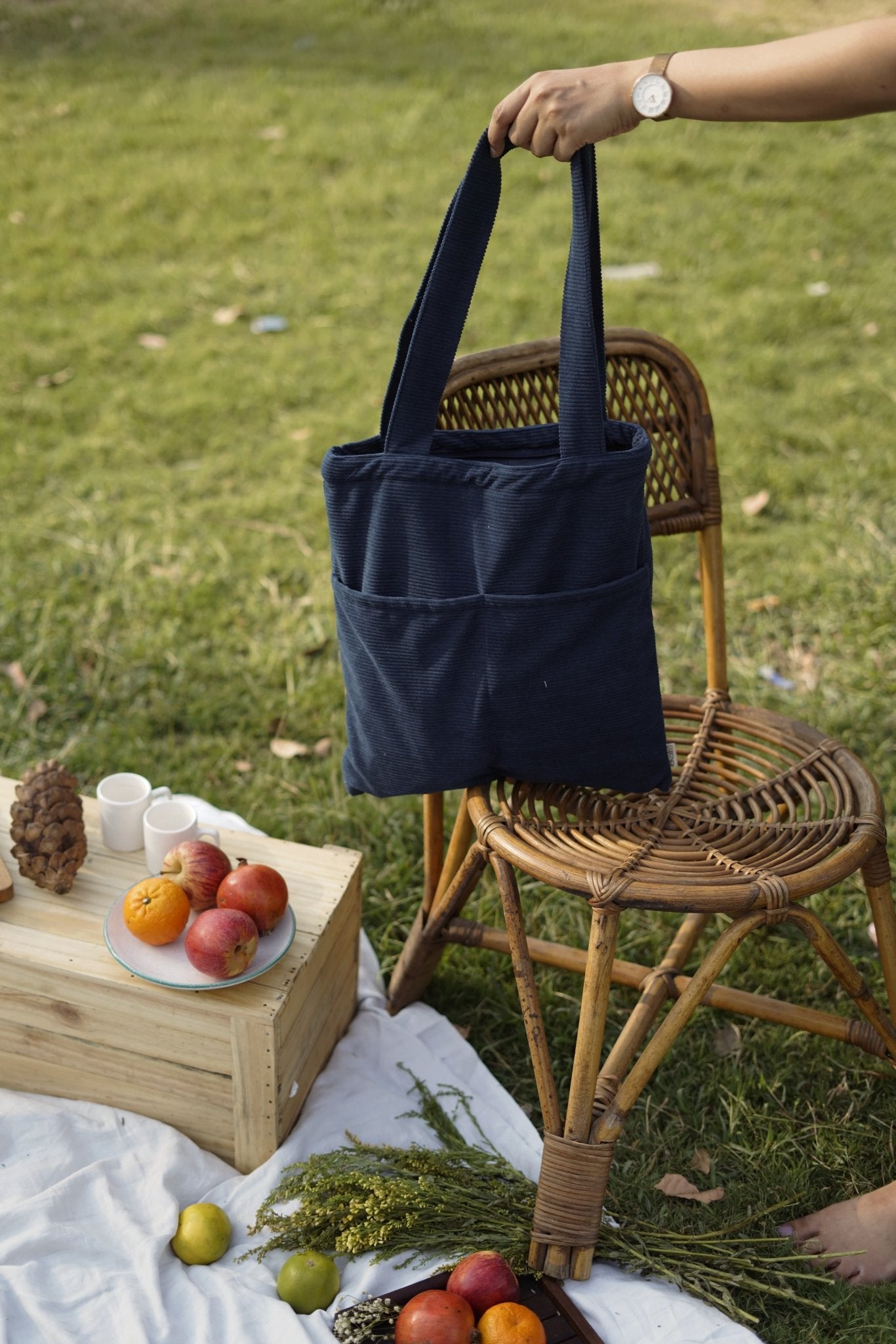 Minimalist Corduroy Day Tote