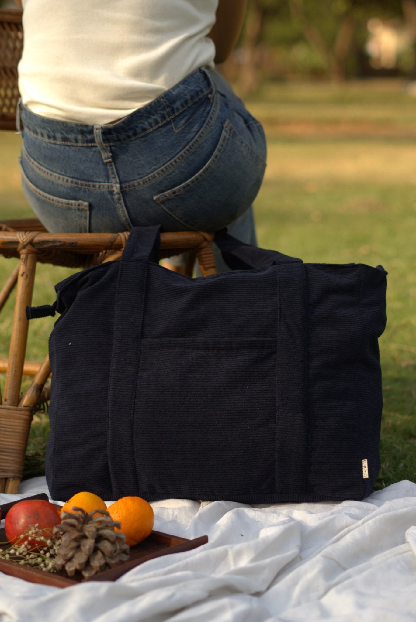 Minimalist Corduroy Shoppers Tote