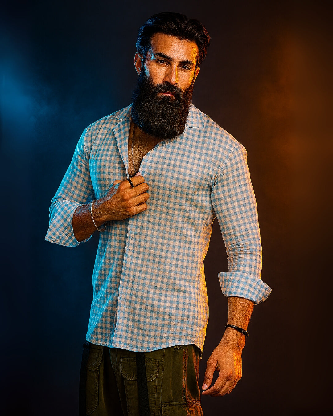 Gingham Aqua chic Full Sleeves Shirt