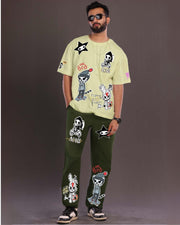 Bro Code: Men's Coords Oversized Set in Mint Green and Olive