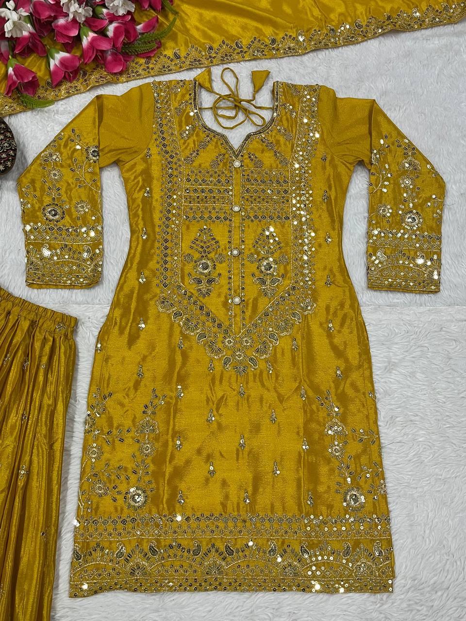 Designer Party Wear Look Top , Sharara Plazzo And Dupatta