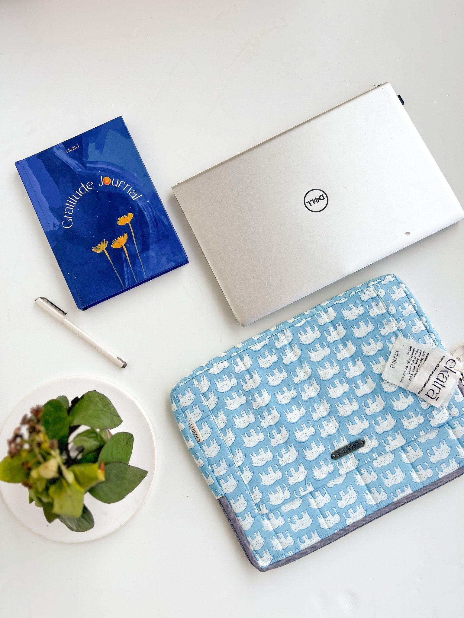 Cotton Laptop Sleeve/Cover - Elephant Motif