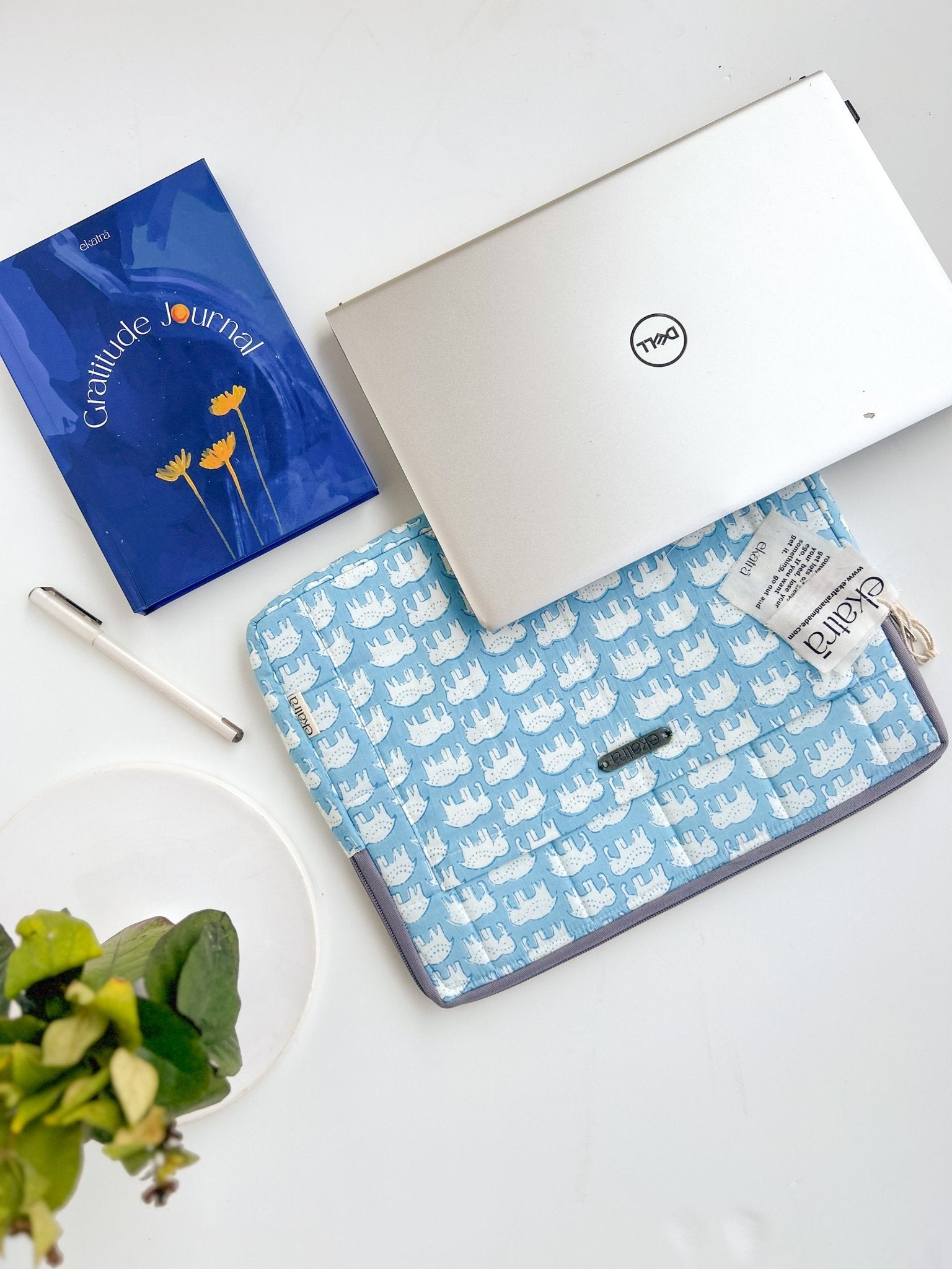 Cotton Laptop Sleeve/Cover - Elephant Motif