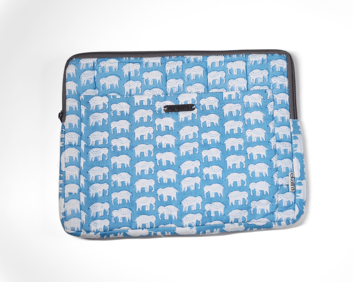 Cotton Laptop Sleeve/Cover - Elephant Motif