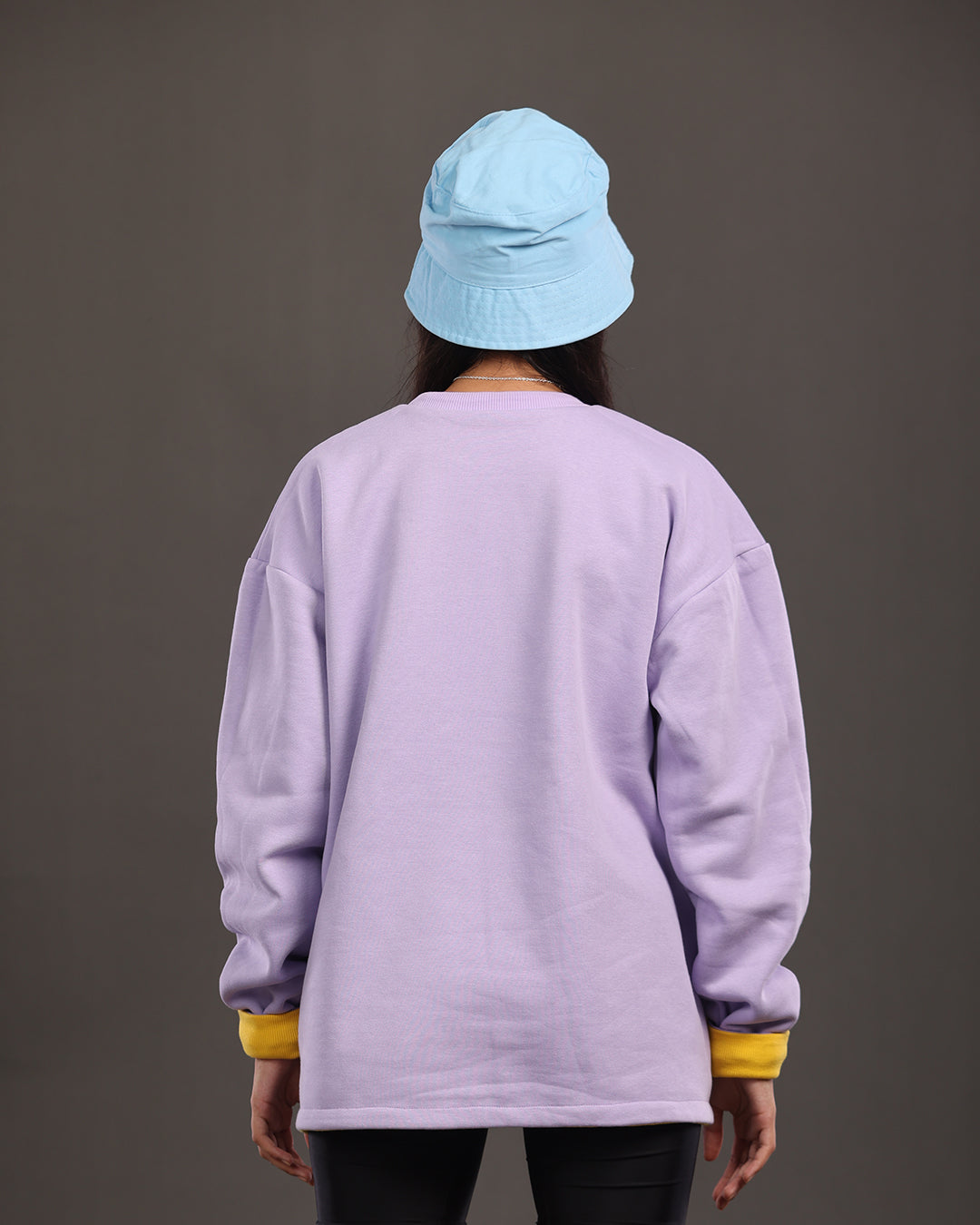 Two Looks, One Sweatshirt - Lilac & Sunflower Yellow Oversized Fit