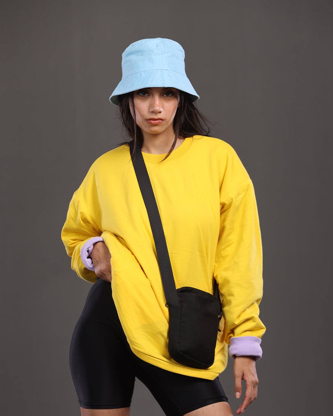 Two Looks, One Sweatshirt - Lilac & Sunflower Yellow Oversized Fit
